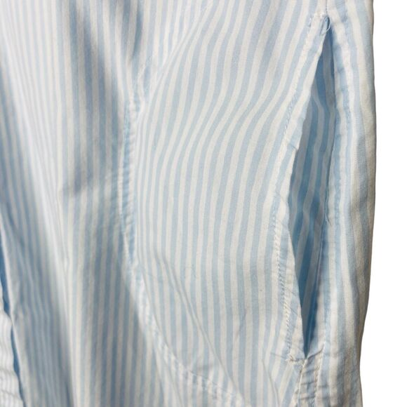 Miss Elaine Short Nightgown Size XL Sleeveless Button Stripe Cotton Light Blue - Picture 12 of 13
